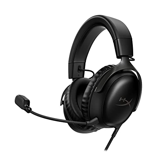 HyperX Cloud III Auriculares para Juegos con Cable, PC, PS5, Xbox Series X S, Controladores de 53 mm en ángulo, DTS, Espuma con Memoria, Marco Resistente, micrófono nítido de 10 mm, USB-C USB-A