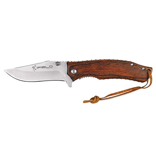 iFIELD Navaja de Madera Camper EL29037, Mango Stamina, Total 18,3 cms, Incluye cordón, Hoja de 8,5 cms, Herramienta de Camping para Pesca, Caza, Actividad Deportiva