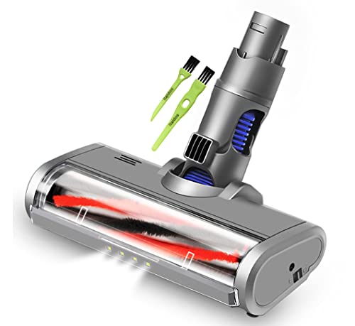 Italdos - Cepillo rotativo motorizado eléctrico Turbo compatible con Dyson V6 DC58 DC59 DC61 DC62 con rodillo de pelo para alfombra de suelo duro parquet azulejos con luz LED