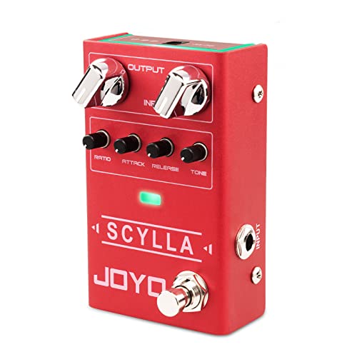 JOYO Pedales de bajo para guitarra, pedal de efecto compresor con perillas de compresión precisas, bajo nivel de ruido y alto rango de control dinámico para bajo de guitarra eléctrica bajista (SCYLLA