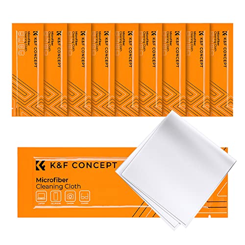 K&F Concept-10 Piezas Paños Limpieza de Microfibra Envasado al Vacío/Secos/Lavables/15×15cm para Gafas/Pantallas/Cámaras/Objetivos/Filtros/Lentes/PC, Gamuza Gafas, Toallitas Gafas