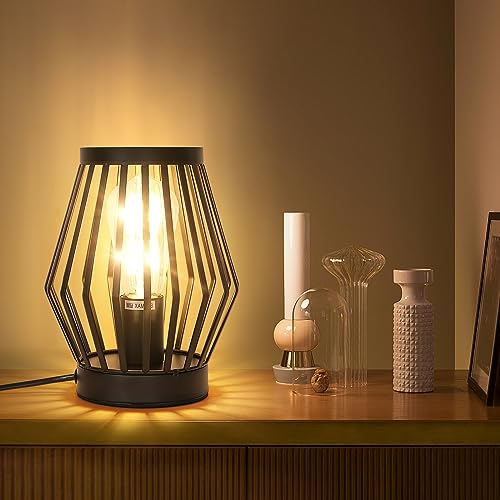 Kiwaezs Linterna LED de jaula de metal a pilas, luz de acento inalámbrica con bombilla LED Edison Ideal para regalo de fiesta, jardín, dormitorio, sala de estar