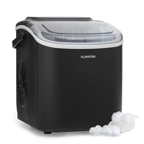 Klarstein Maquina de Hielo para Encimera, Maquina Hacer Cubitos de Hielo para Casa, Producción 20 kg., Depósito Agua Capacidad 3 l., Hielos Grandes y Pequeños, Ice Maker Sistema Auto Limpieza