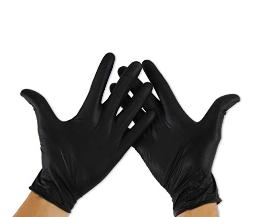 KMINA - Guantes Nitrilo Talla M (x1 Pack de 100 uds), Guantes Nitrilo Desechables, Guantes Nitrilo Negro, Guantes Desechables Nitrilo, Guantes Sin Polvo, Guantes Negros (LATEX FREE)