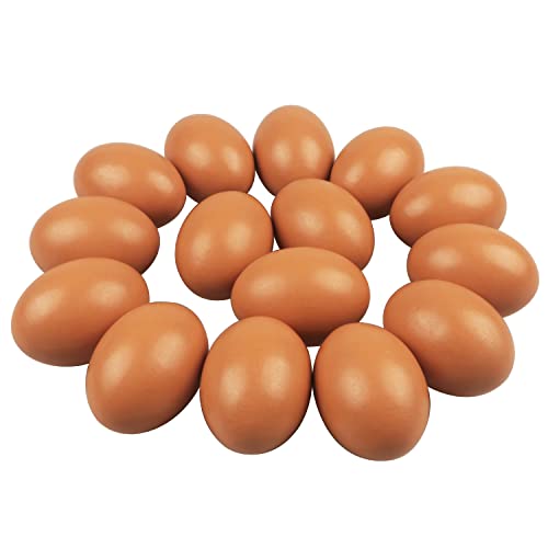 Larber 15 Huevos de Madera Huevos Falsos Grandes para Manualidades de Pascua Huevos Huevos Simulados para Caza de Huevos de Pascua Pintura a Mano Tallado Gallinas Niños Juguete
