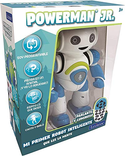 LEXIBOOK - Powerman Jr. Robot Interactivo Inteligente Que Lee en la Mente Juguete para Niños Bailando Juega Música Cuestionario de Animales Stem Control Remoto Programable Robot - ROB20ES