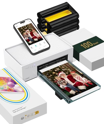 Liene Impresora Fotográfica(10x15cm) + Pack con 100 Hojas, WiFi Impresora de Fotos Instantánea para PC/iPhone/Android, Impresión a Sublimación, 300DPI, Impresora Móvil Doméstica