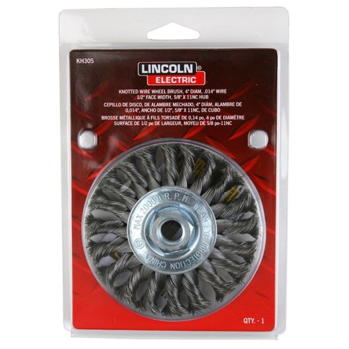 Lincoln Electric KH305 Cepillo de rueda de alambre anudado, 20000 rpm, 4 pulgadas de diámetro x 1/2 pulgadas de ancho de cara, 5/8 pulgadas x 11 UNC eje (paquete de 1)