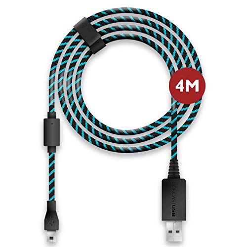 Lioncast® Cable de Carga para Mando PS4 (4m, USB 2.0) - Cable USB Duradero y Rápido para PlayStation 4 - Cargador Oficial para Mandos PS4 - Longitud Óptima para Jugar Mientras Cargas