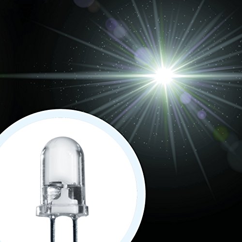 Lumetheus LED Diodos Emisores, 5mm Color Blanco Ultrabrillante 25.000 mcd 100 piezas 2-3 V 2 Pin Diodo Emisor de Luces LEDs