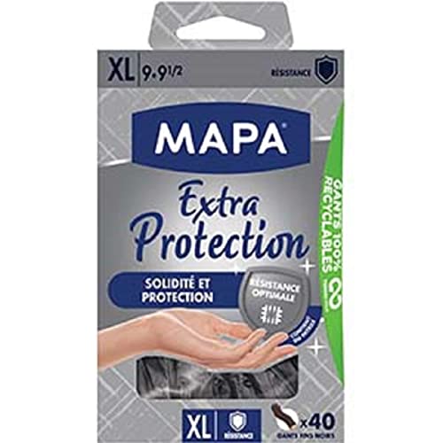 Mapa - Extra Protección - Guantes finos de Vitrilo No Poldados - Reciclables con TerraCycle® - Solidity y Protección - Caja de 40 guantes - Tamaño XL