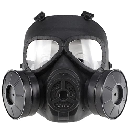 Máscara antigas simulada de haoYK, máscara de cara M04 con ventilador doble, para protección de paintball, airsoft, negro