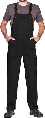 MAZALAT work wear Pantalones con Peto de Trabajo para Hombre, Made in EU, Mono de Trabajo, Azur, Blanco, Rojo, Verde, Negro, S