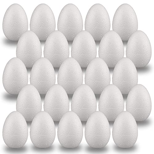 MCE-Commerce 25 Huevos de poliestireno de 6 cm para Manualidades y decoración de Pascua, Blanco