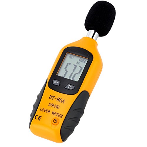 Mengshen Decibelímetros 30-130 dBA, Medidor De Sonido Medidor De Decibelios Profesional Con Pantalla Retroiluminada (Batería De 9V Incluida)