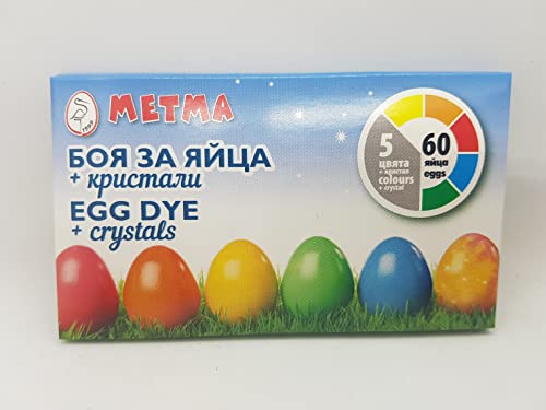 Metma 5 colores + pintura de cristales para decorar coloridos huevos de Pascua con purpurina – verde, rojo, azul, naranja, amarillo