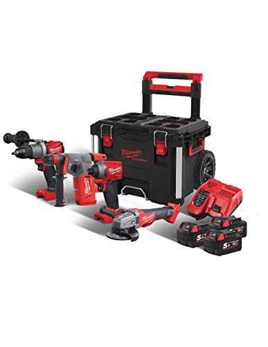 Milwaukee 4933471149 - Set de 4 Fuel de 18 V + Out Trolley M18 Fpp4b-503p, color rojo y negro