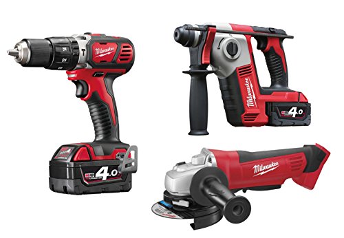 Milwaukee M18 BPP3A-402B | Kit de taladro + perforadora + amoladora. De 18 V