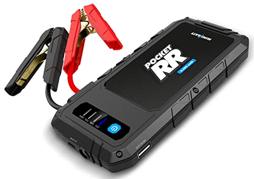 MiniBatt TT30 Pocket RR - 6.500 mAh, Arrancador de batería, Cargador Powerbank, Linterna Led y Pinzas de Arranque para Motores a Gasolina de hasta 2.500 CC