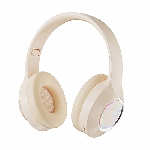 MUARRON - Auriculares Bluetooth inalámbricos, luces coloridas/plegables/gran capacidad de la batería/micrófono incorporado-Bluetooth 5.3/10 m Range/Surround estéreo/Tapón para oreja (color caqui)