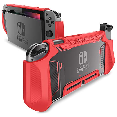 Mumba Funda acoplable para Nintendo Switch, Case Funda protectora TPU Grip funda de agarre compatible con la consola de Nintendo Switch y Controlador Joy-Con (Rojo)