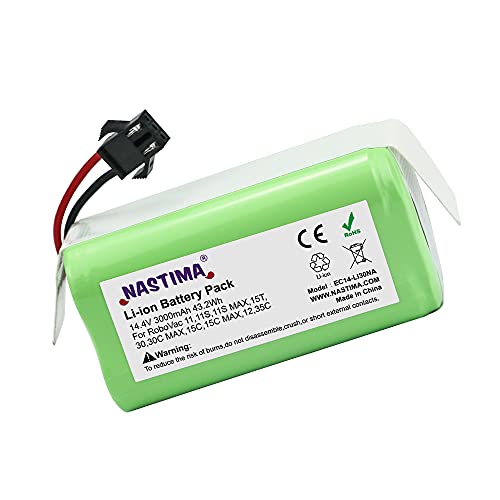 NASTIMA 14.4V 3000mAh Batería de Repuesto de Iones de Litio Compatible con Conga Excellence 990 950 1090 1790 1990 Ecovacs Deebot N79 N79S DN622 Eufy RoboVac 11 11S 30 35C y IKOHS Netbot S14 S15