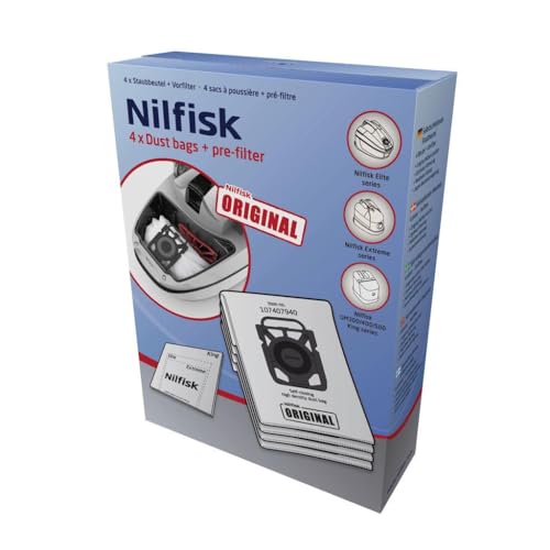 Nilfisk - 107407940 - 4 bolsas de aspiradora + prefiltro