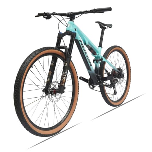 NIRBO Bicicleta de montaña de 29 pulgadas de fibra de carbono con eje pasante y bicicleta de montaña todoterreno de 12 velocidades con doble suspensión (B)
