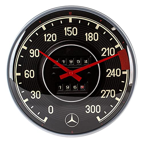 Nostalgic-Art Reloj Retro de Pared, Ø 31 cm, Mercedes-Benz – Tacho – Idea de Regalo para Amantes de Coches, Gran decoración, Diseño Vintage