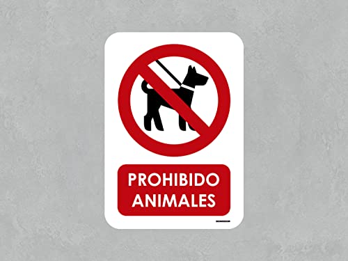 Oedim Señal de Prohibido Animales, 21x29,7cm, Señaletica en Material Vinilo Adhesivo Monomérico, Duradera y Económica