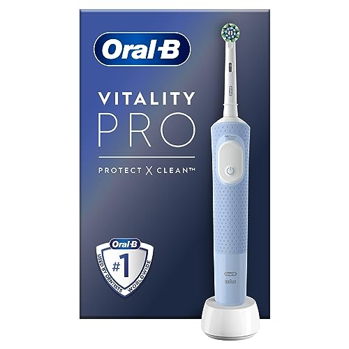 Oral-B Vitality Pro - Cepillo de dientes eléctrico, azul, 1 cepillo de limpieza 2D, elimina la placa dental, 3 modos de cepillo, temporizador, recargable