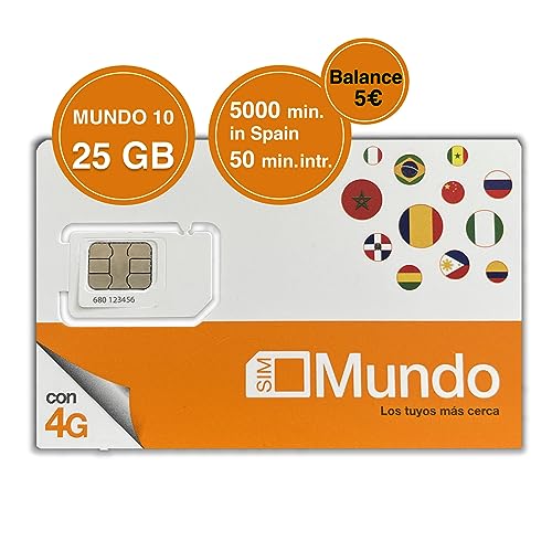 Orange Spain - Tarjeta SIM Prepago 25GB en España| 5€ de saldo | 5.000 Minutos Nacionales | 50 Minutos internacionales | Activación Online Solo en www marcopolomobile com