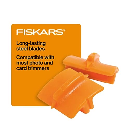 Original Fiskars Cuchillas de repuesto para máquinas de corte de papel, 2 unidades, para corte recto, Naranja, 1003868