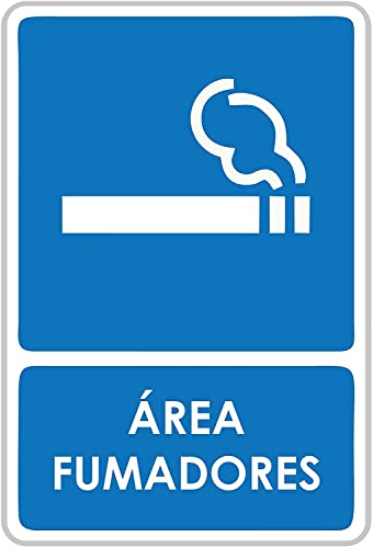 Pack 5 Señales de Área Fumadores | Medida 21x29,70cm | Señaletica en Material PVC 3 mm | Duradera y Económica