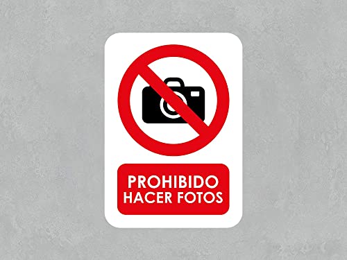 Pack 5 Señales de Prohibido Hacer Fotos | Medida 21x29,70cm | Señaletica en Vinilo Adhesivo Monomérico | Duradera y Económica