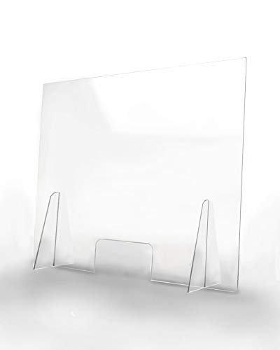 Pantalla Protección Mostrador 100x80cm - PET Policarbonato Transparente 4mm - Mampara para Mostradores ULTRARESISTENTE y ESTABLE - Separador Transparente para Colegios Supermercados Farmacias Tiendas