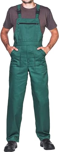 Pantalones con Peto de Trabajo para Hombre, Made in EU, Mono de Trabajo, Azur, Blanco, Rojo, Verde, Negro