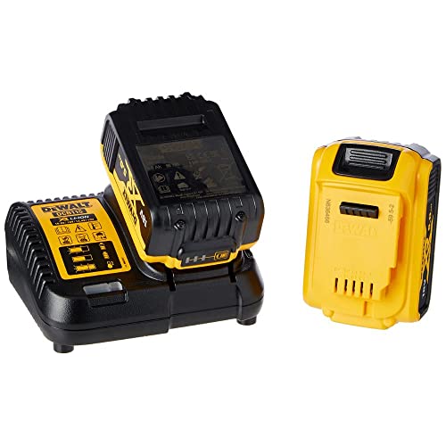 Paquete Doble de baterías de Iones de Litio DEWALT B DCB184 5.0ah 18v XR + Cargador DCB115, Color Amarillo.