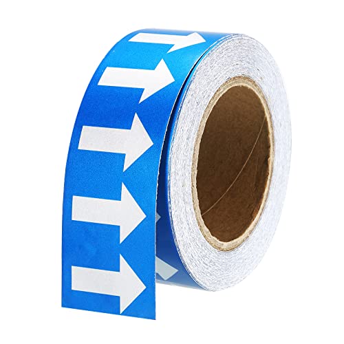PATIKIL Blanco sobre Azul Color Flecha Cinta Vinilo Pegatinas Flecha Etiquetas 50mm/1" para Tubo Marcadores, 1 Rollo