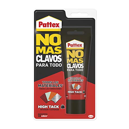 Pattex No Más Clavos Para Todo HighTack, adhesivo de montaje resistente a temperaturas extremas, pegamento fuerte en superficies húmedas, adhesivo blanco, 1 tubo x 142 g