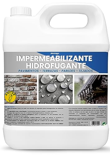 Plantawa Impermeabilizante Transparente. Hidrofugante Invisible, No Genera Película, Protección Total en Fachadas, Hormigón,Terrazas, Tejados. Repelente al Agua, waterproof (5 Litros).