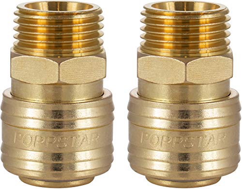 Poppstar Conectores rapidos aire comprimido, diámetro nominal 7,2 mm con rosca exterior (macho) de 1/2 pulgada para conexión de aire comprimido, 2pzas