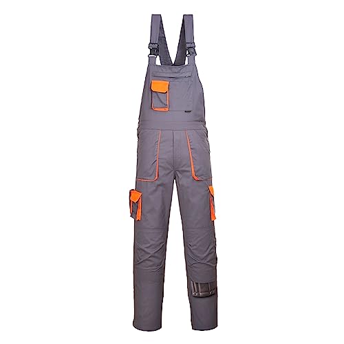 Portwest TX12 Mono de Trabajo con Peto y Tirantes Hombre Texo Contraste Gris, L