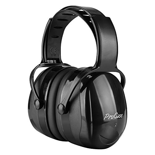 Procase Casco Insonorizacion, Protector Auditivo SNR 36 dB con Diadema Ajustable Anti Torsión, Orejera Anti Ruido Profesional Cancelación de Ruido para Caza Disparo Estudiar -Negro