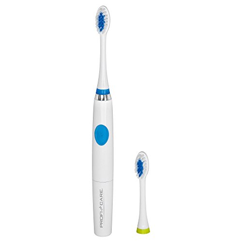 ProfiCare PC-EZS 3000 - Cepillo de dientes eléctrico sónico, incluye 2 cabezales para un cuidado óptimo de los dientes y la higiene bucal, funciona con pilas, color blanco y azul