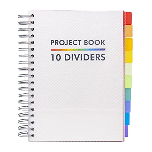 Pukka Pad Libro de proyectos B5 con 10 divisores reposicionables para organización 400 páginas perforadas de papel de 80 g m² cuaderno de 200 hojas para escuela oficina y hogar blanco 190 x 250 mm
