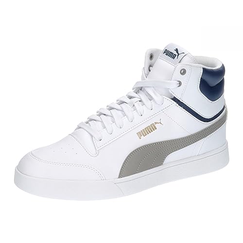 PUMA Shuffle Mid, Zapatillas Unisex adulto, Blanco (Puma White/Concrete Gray/Persian Blue/Puma Gold), 42.5 EU