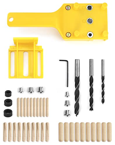 QWORK 44 piezas plantillas de taladro, kit de plantilla de pasador, para taladrar tacos de madera, 6 mm / 8 mm / 10 mm