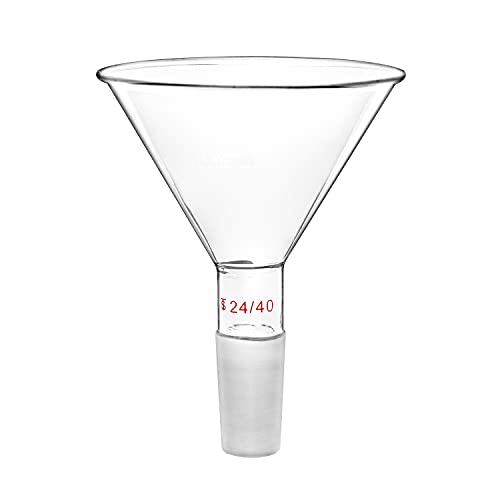 QWORK Embudo de Vidrio de Tallo Corto en Polvo, Embudo de Filtro Laboratorio Glass Funnel con 100 mm de Top O.D. y 24/40 Embudo de Filtro de Junta Interna