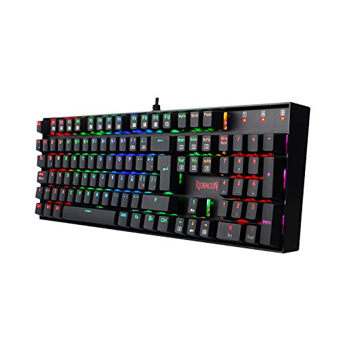 Redragon Teclado Mecanico Gaming - Mitra K551 - Iluminacion RGB - Construcción ABS y Acero - Interruptores Azules - para Juegos en PC - Windows Compatible- Distribución España - Color Negro